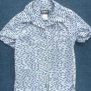 Boys size 4t OshKosh Bgosh button up shirt with sharks and fish bones